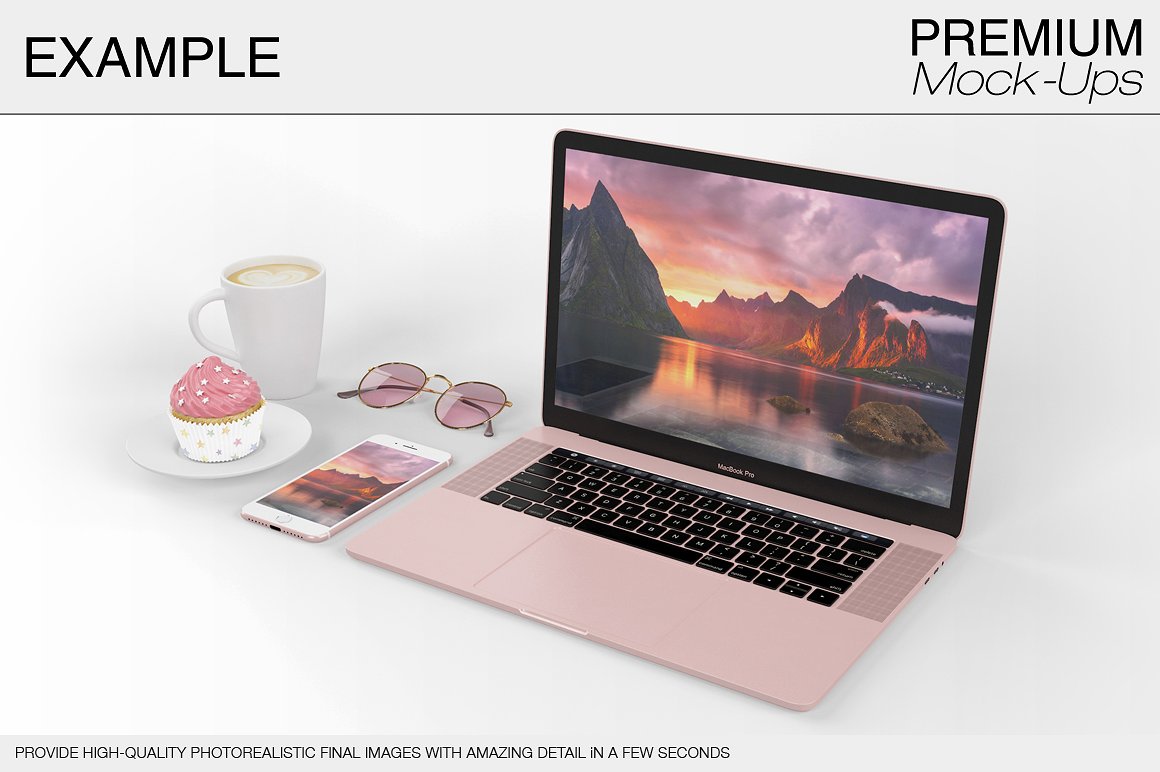 6款苹果笔记本电脑样机包 6 Apple MacBook Pro Mockup Set插图6