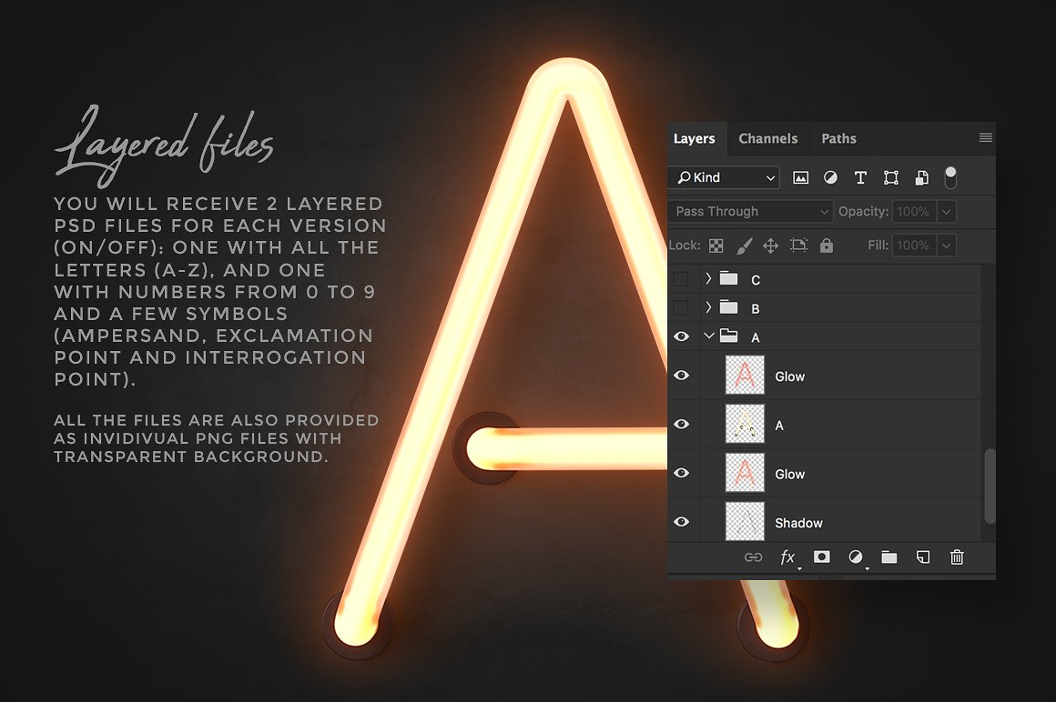 霓虹C4D风格的字母表套件 Neon Alphabet Kit插图7
