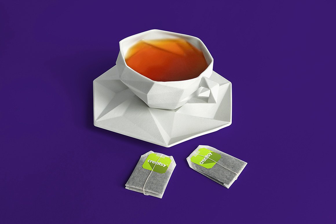 茶盒和茶包标签样机集合 Tea Box and Label Mockup Set插图8