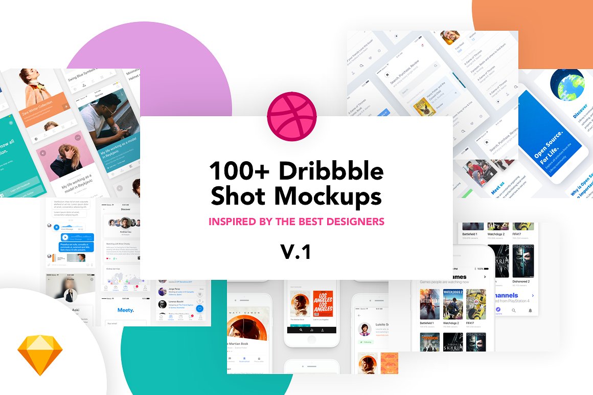 100+Dribbble作品展示样机 100+ Dribbble Shot Mockups v.1插图