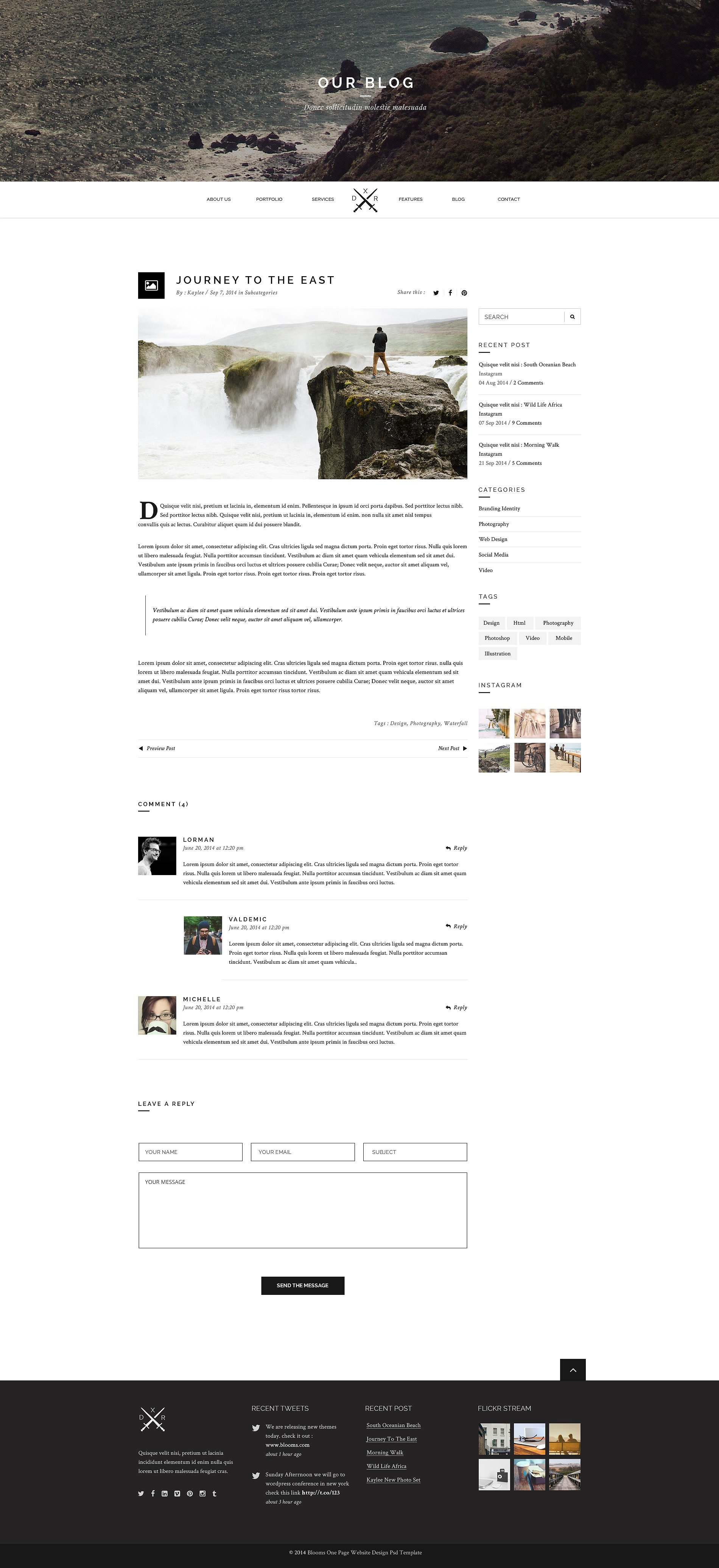 简约优雅的网站PSD模板 Blooms One Page Psd Web Template插图1