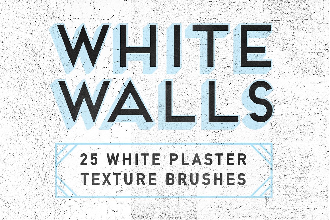 25石膏纹理的笔刷和图形纹理包 25 WhiteWalls Plaster Brushes插图
