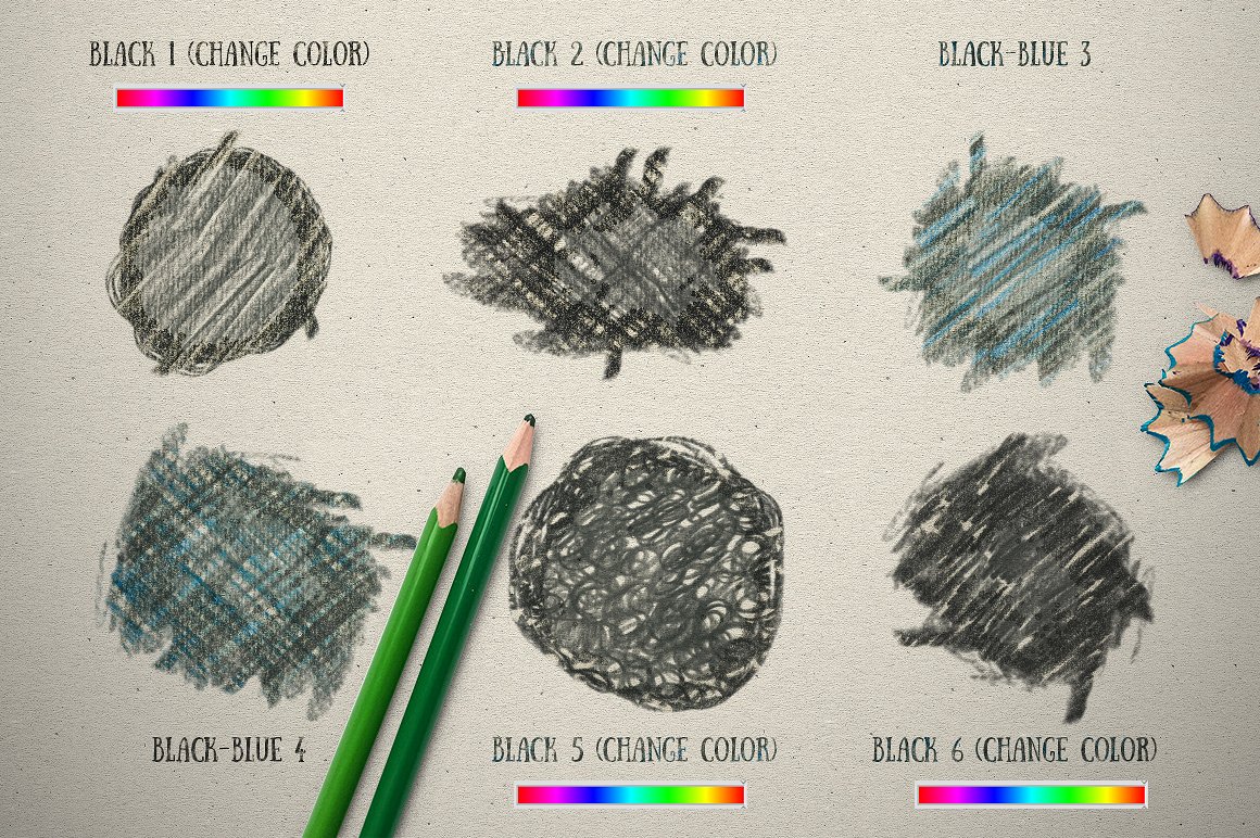 彩色铅笔手绘图层样式 COLOUR PENCIL BOX Photoshop Styles插图4