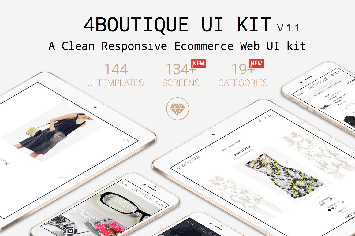 干净的响应式电子商务Web UI工具包 4Boutique Ecommerce UI KIT Bundle插图