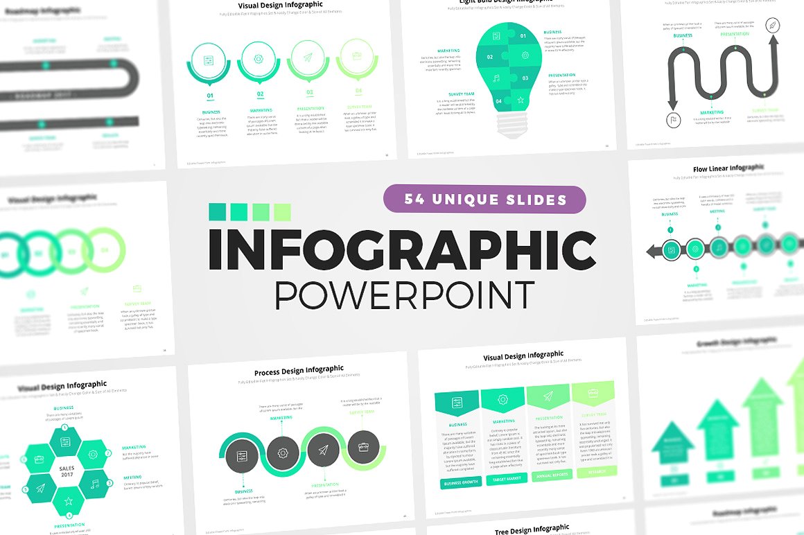 54个幻灯片信息图表元素 54 PowerPoint Infographic Elements插图