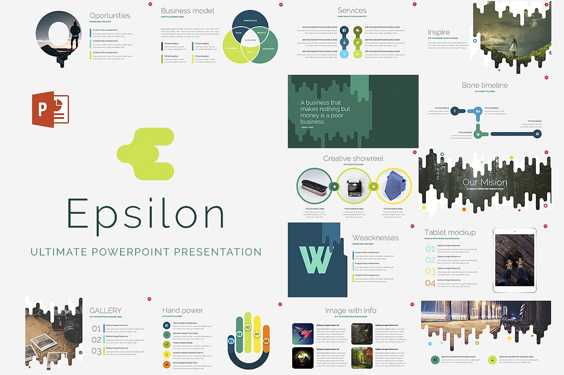 绿色系企业年度报告PPT模板 Epsilon Free Powerpoint Templates插图