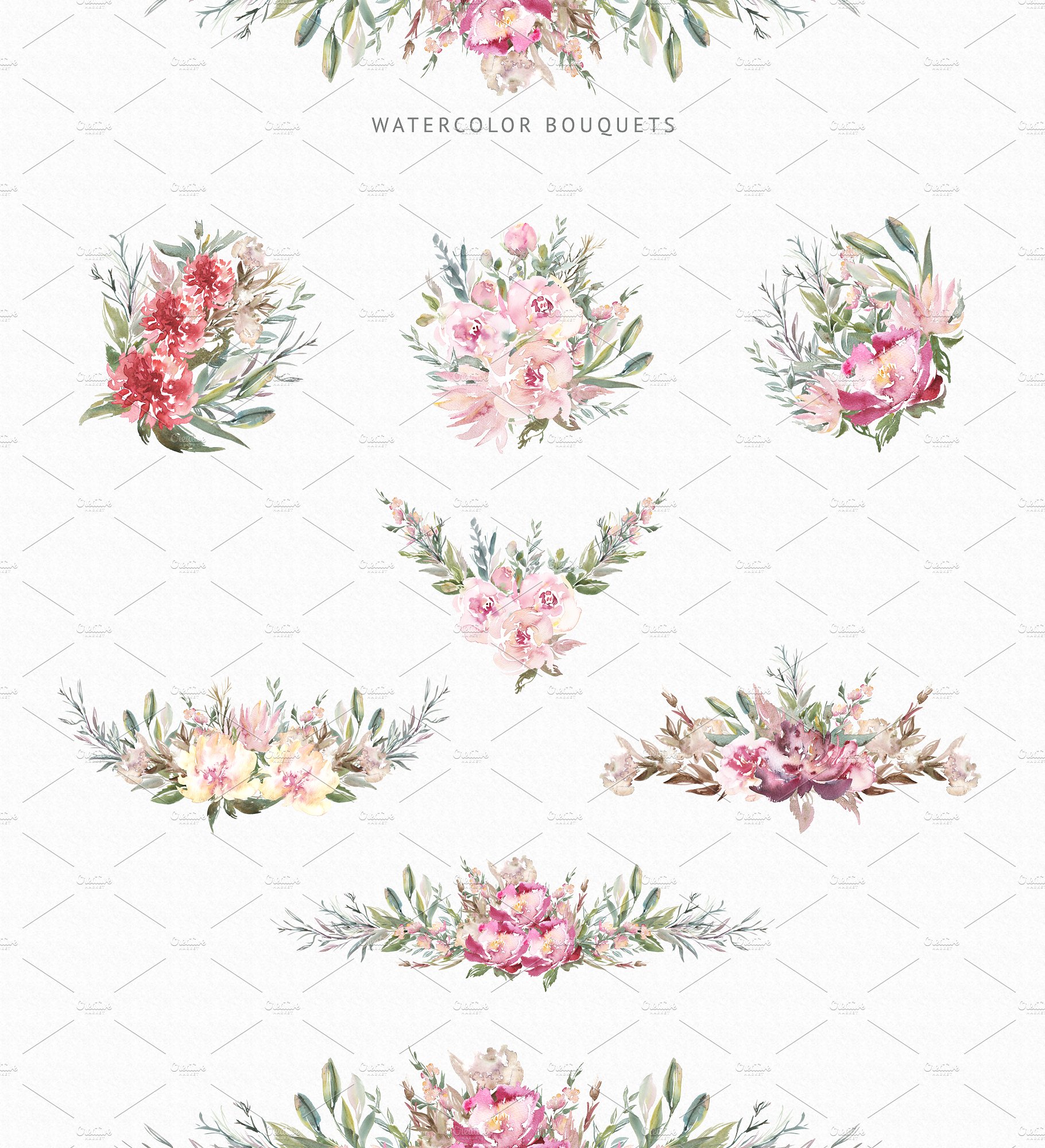 温柔和美丽春天手绘花朵集合 Spring Lush Flowers插图3