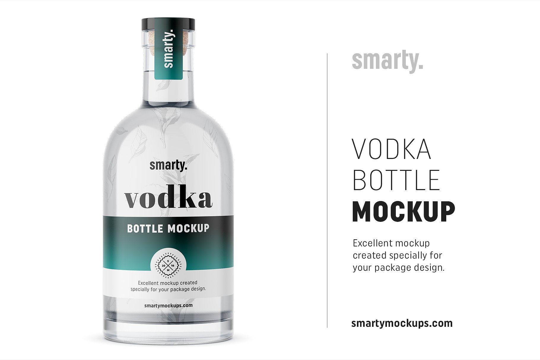 晶莹剔透的伏特加瓶样机 Vodka Bottle Mockup插图