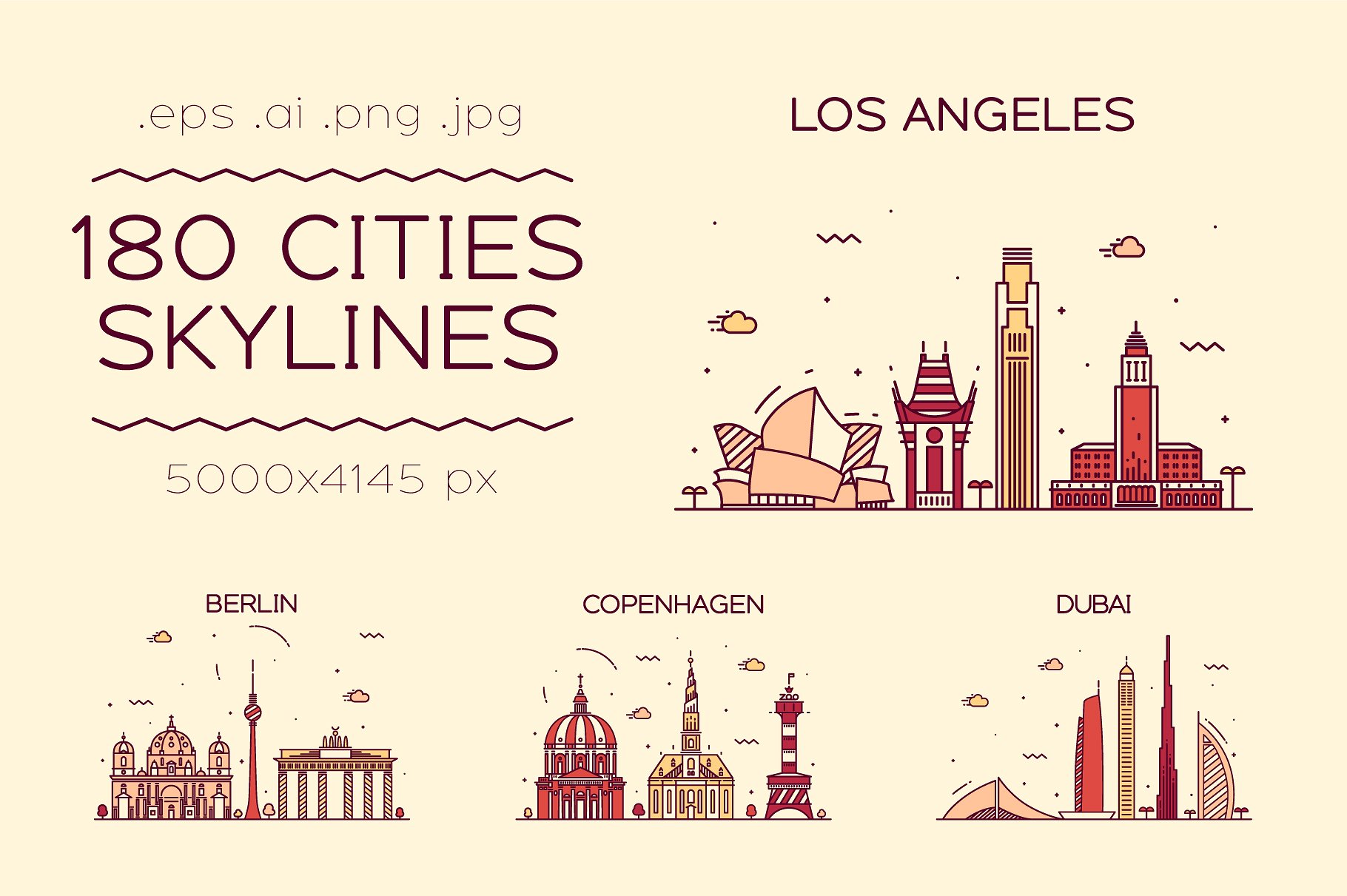 世界著名城市建筑矢量图形集合 Big Collection Ff Cities Skylines插图