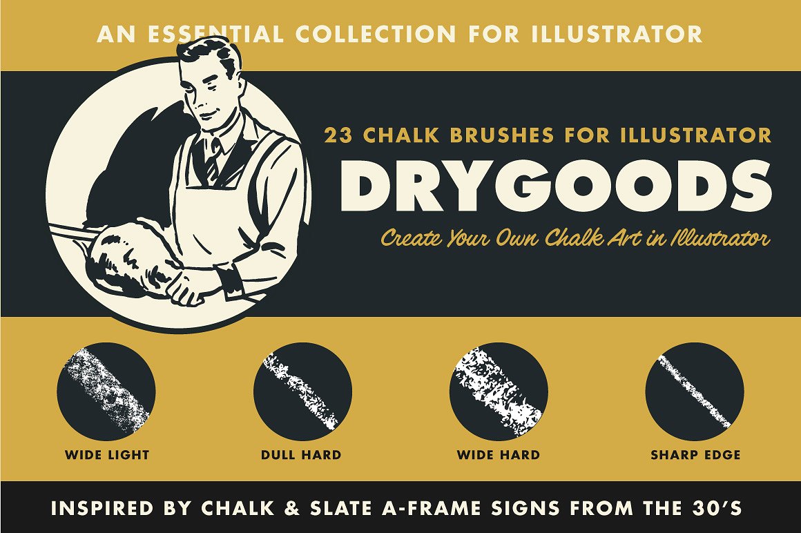 家居纺织风格粉笔AI笔刷 DryGoods | Chalk Brushes for插图
