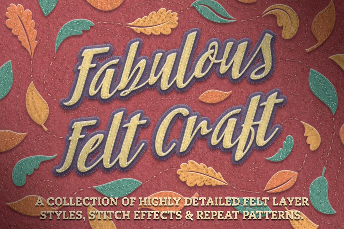 多才多艺的毛毡针脚图层样式 Felt Craft – Stitches Styles & More插图