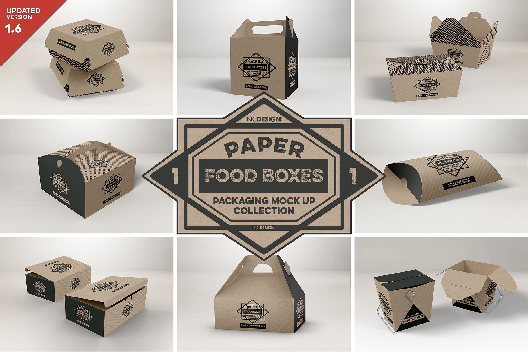 纸质食品盒包装样机1 Food Box Packaging Mockups Vol 1插图