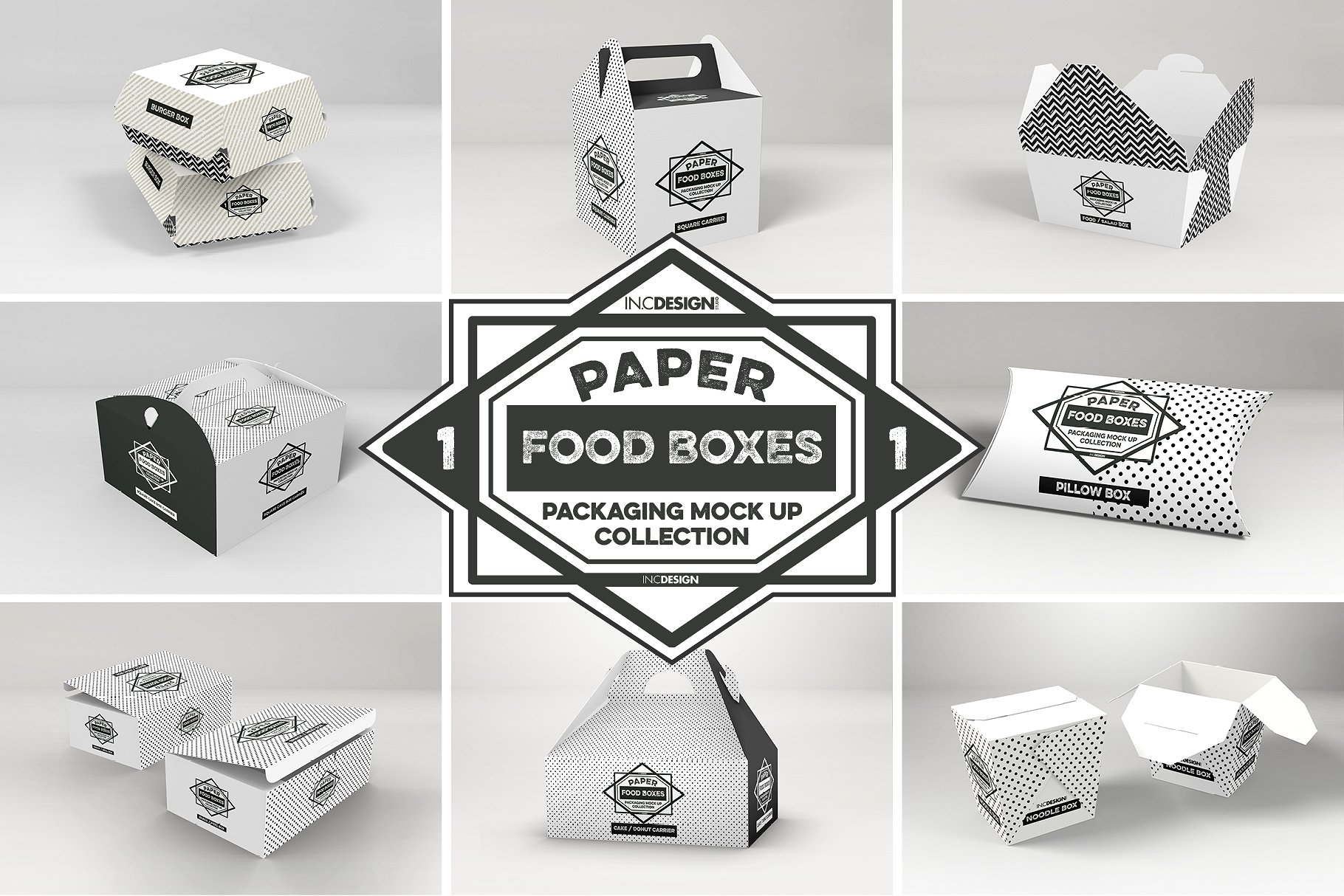纸质食品盒包装样机1 Food Box Packaging Mockups Vol 1插图1