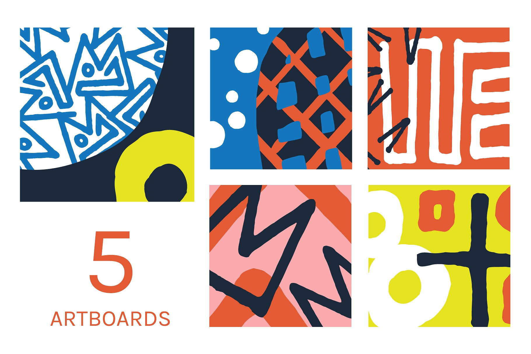 抽象的多款无缝隙手绘线条纹理 Abstract Tribal Boards Patterns插图3
