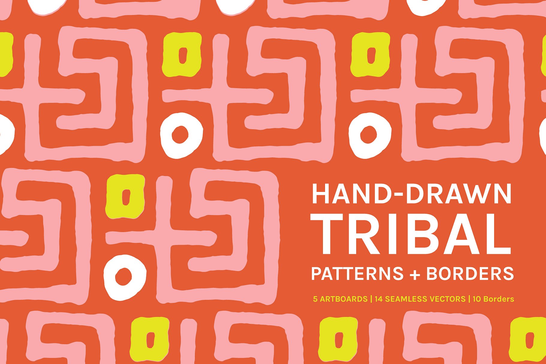 抽象的多款无缝隙手绘线条纹理 Abstract Tribal Boards Patterns插图