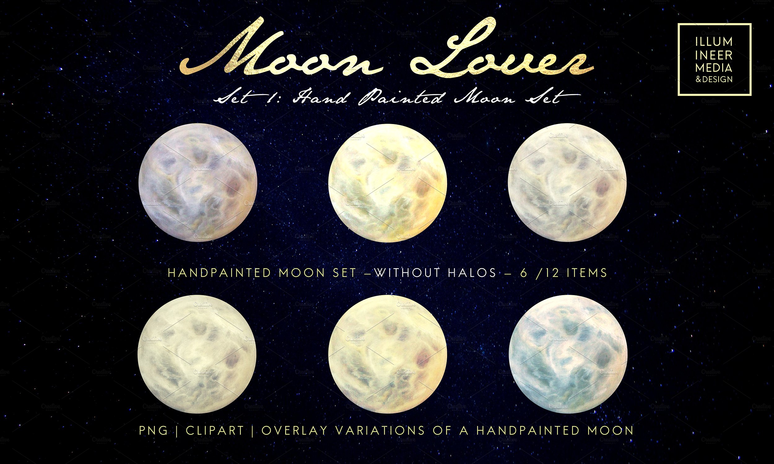 超大型高品质的神奇月亮剪贴画 Moon Lover Magical Moon Png Overpalys插图4