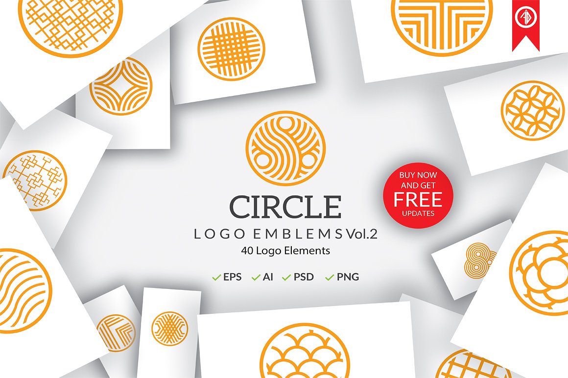豪华极简主义标志矢量图形集合 Circle Logo Emblems Bundles插图