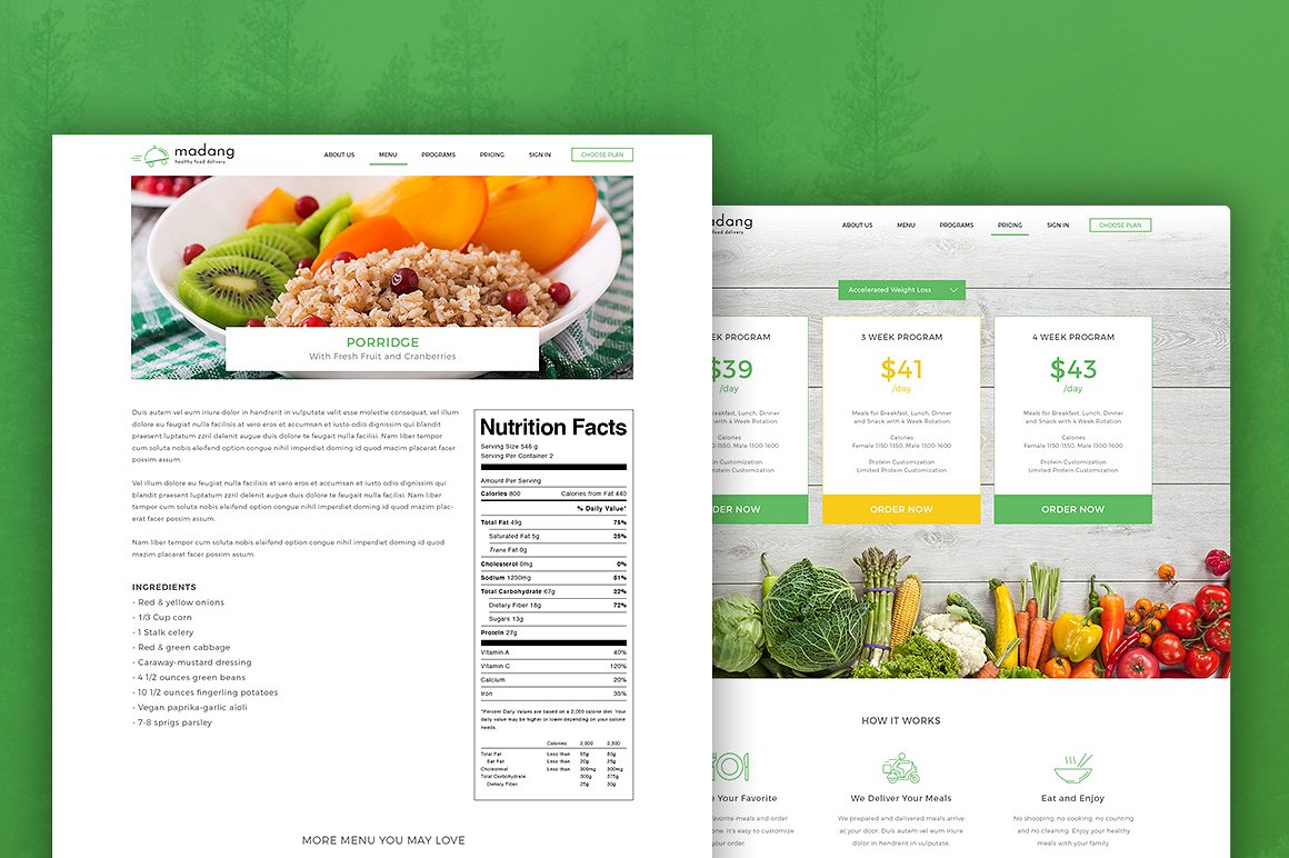 健康食品配送服务的现代和新鲜设计模板 Madang Food Delivery插图1