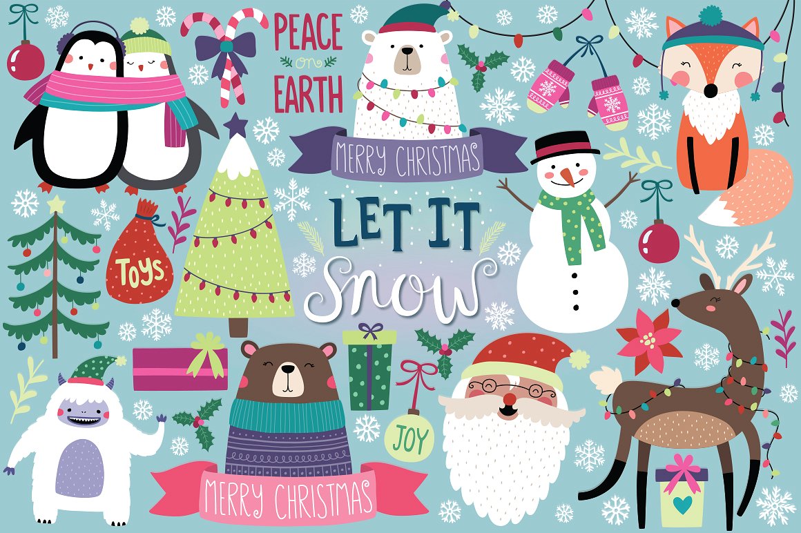 可爱的圣诞节元素集合 Cute Christmas Collection插图