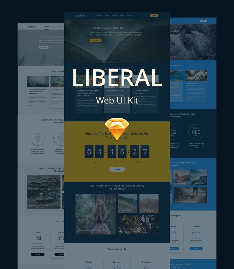 超丰富的多种配色网页UI套件 Liberal UI Kit插图4