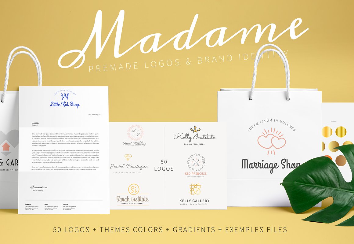 30款基于女性魅力的预制徽标 Madame Premade Brand Creation Kit插图
