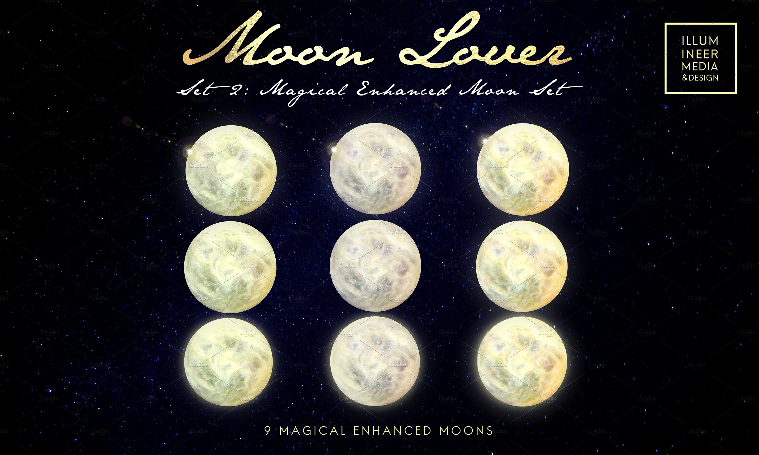 超大型高品质的神奇月亮剪贴画 Moon Lover Magical Moon Png Overpalys插图3