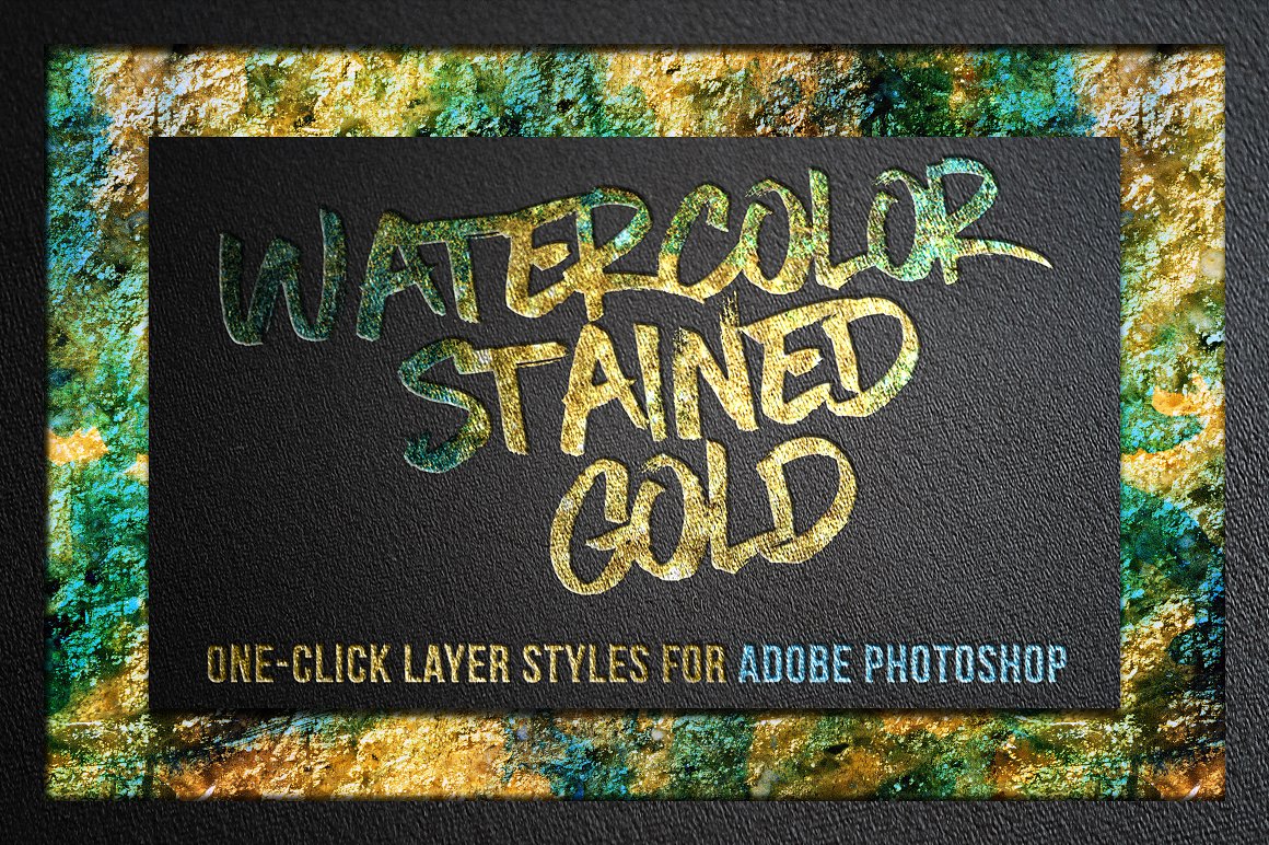 创意水彩染色黄金图层样式 Watercolor and Gold Layer Styles插图
