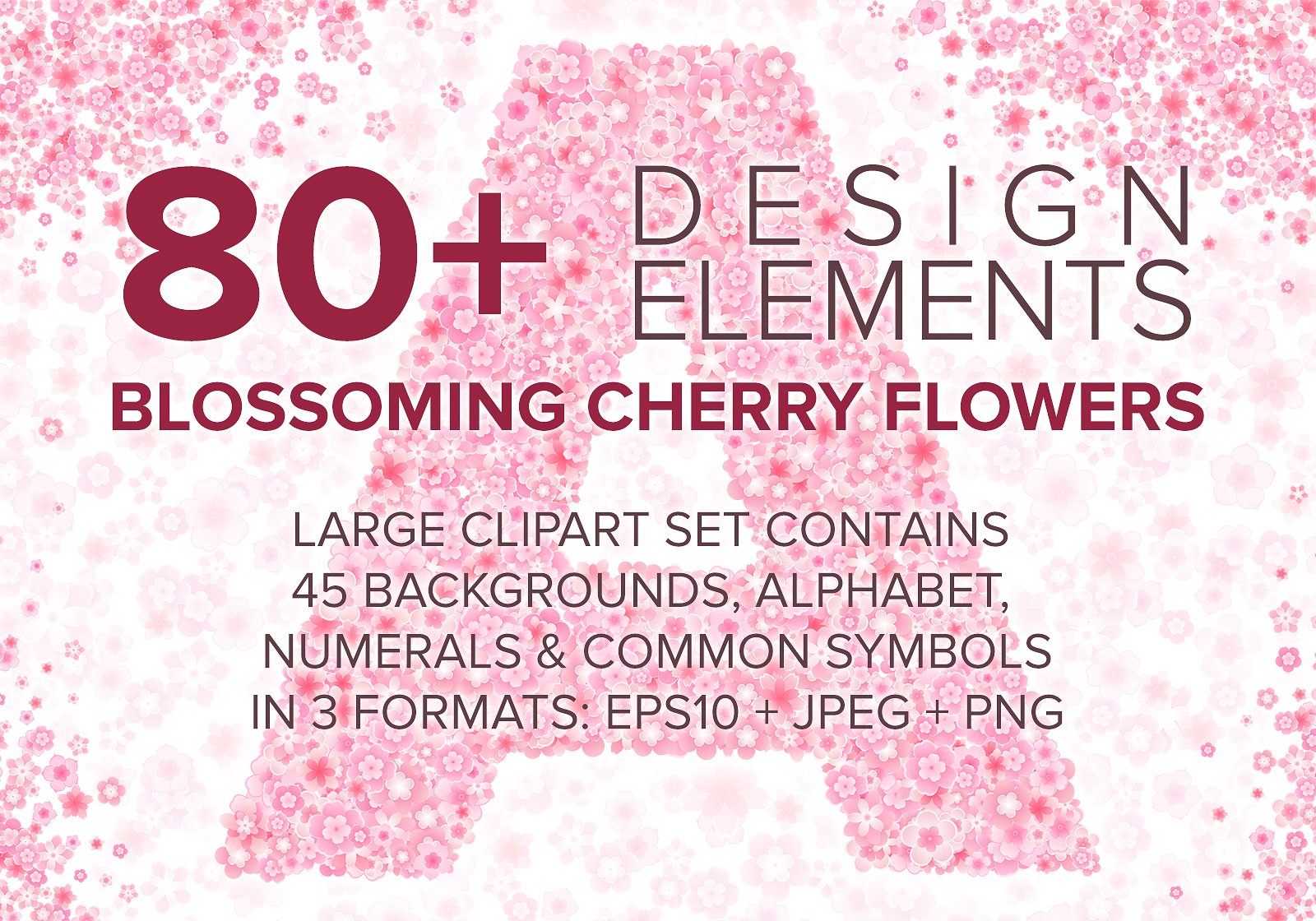 精致浪漫的樱花背景 Cherry Blossom Font & Backgrounds插图
