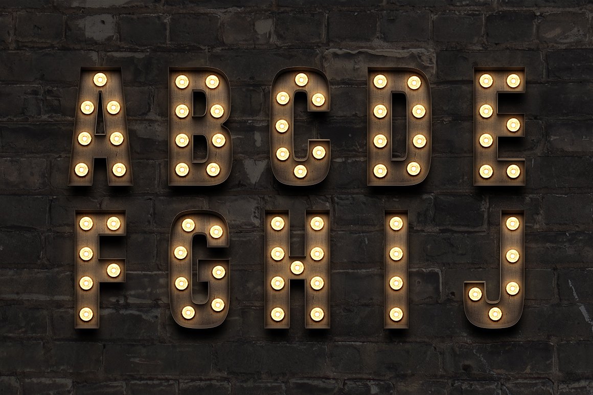 令人惊叹的高品质灯泡纹理 Marquee: Light Bulb Sign Letters插图5