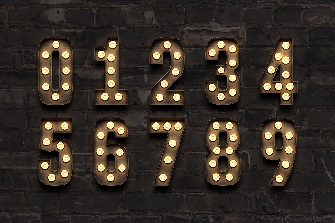 令人惊叹的高品质灯泡纹理 Marquee: Light Bulb Sign Letters插图2