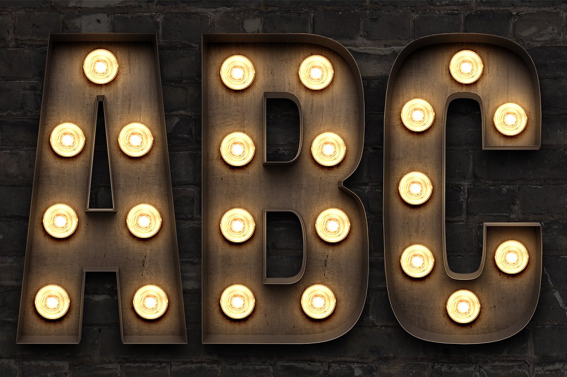 令人惊叹的高品质灯泡纹理 Marquee: Light Bulb Sign Letters插图1