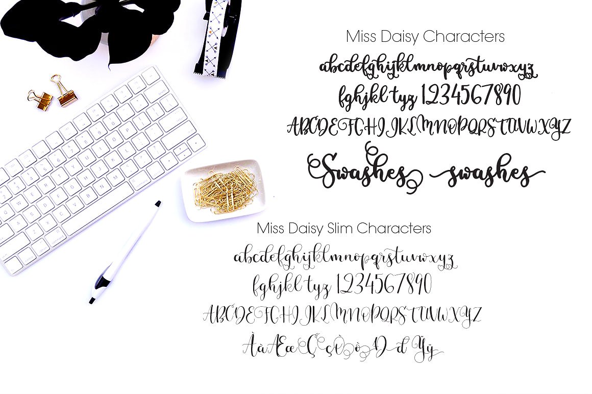 现代创意富有浪漫气息的手写字体 Miss Daisy Fonts Patterns Freebies插图2
