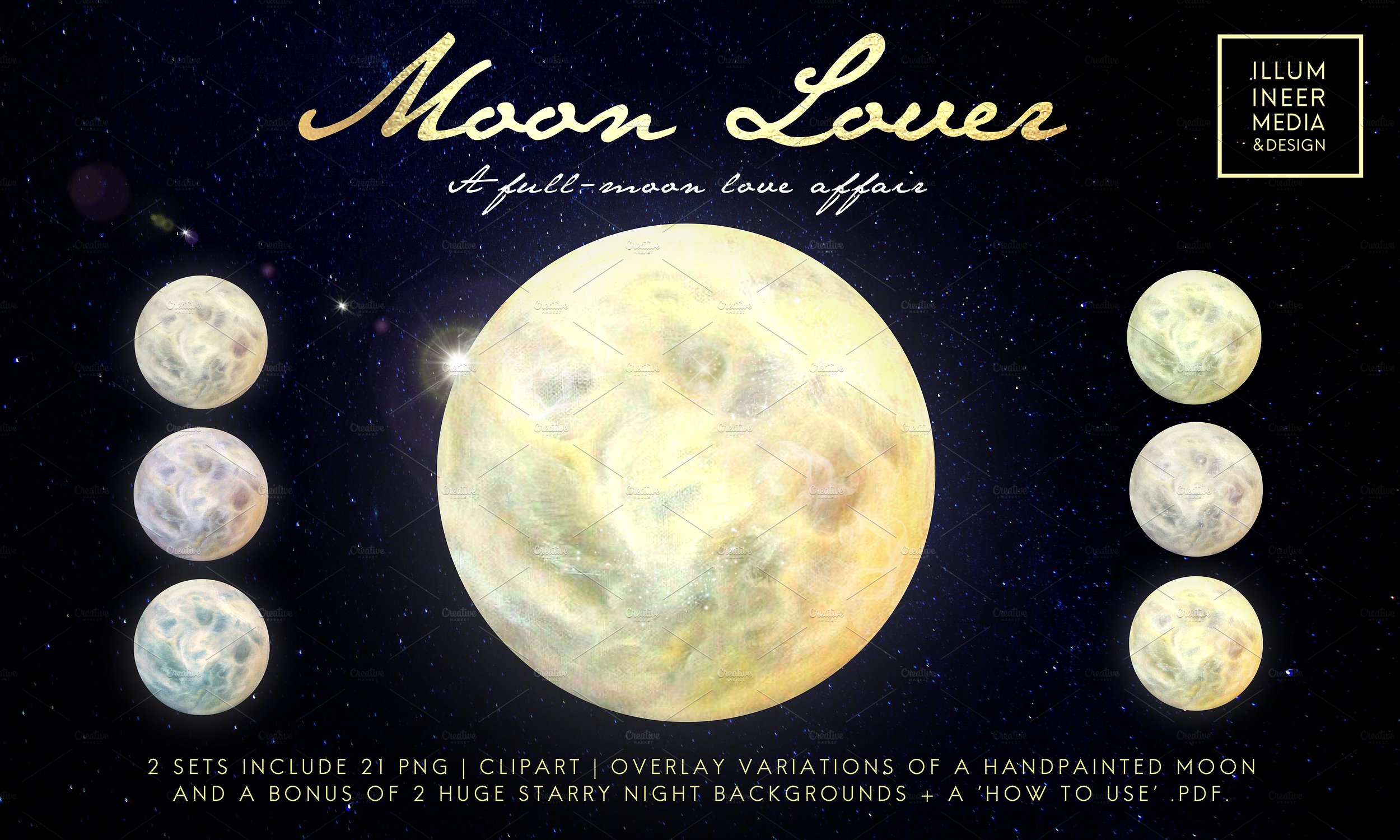 超大型高品质的神奇月亮剪贴画 Moon Lover Magical Moon Png Overpalys插图