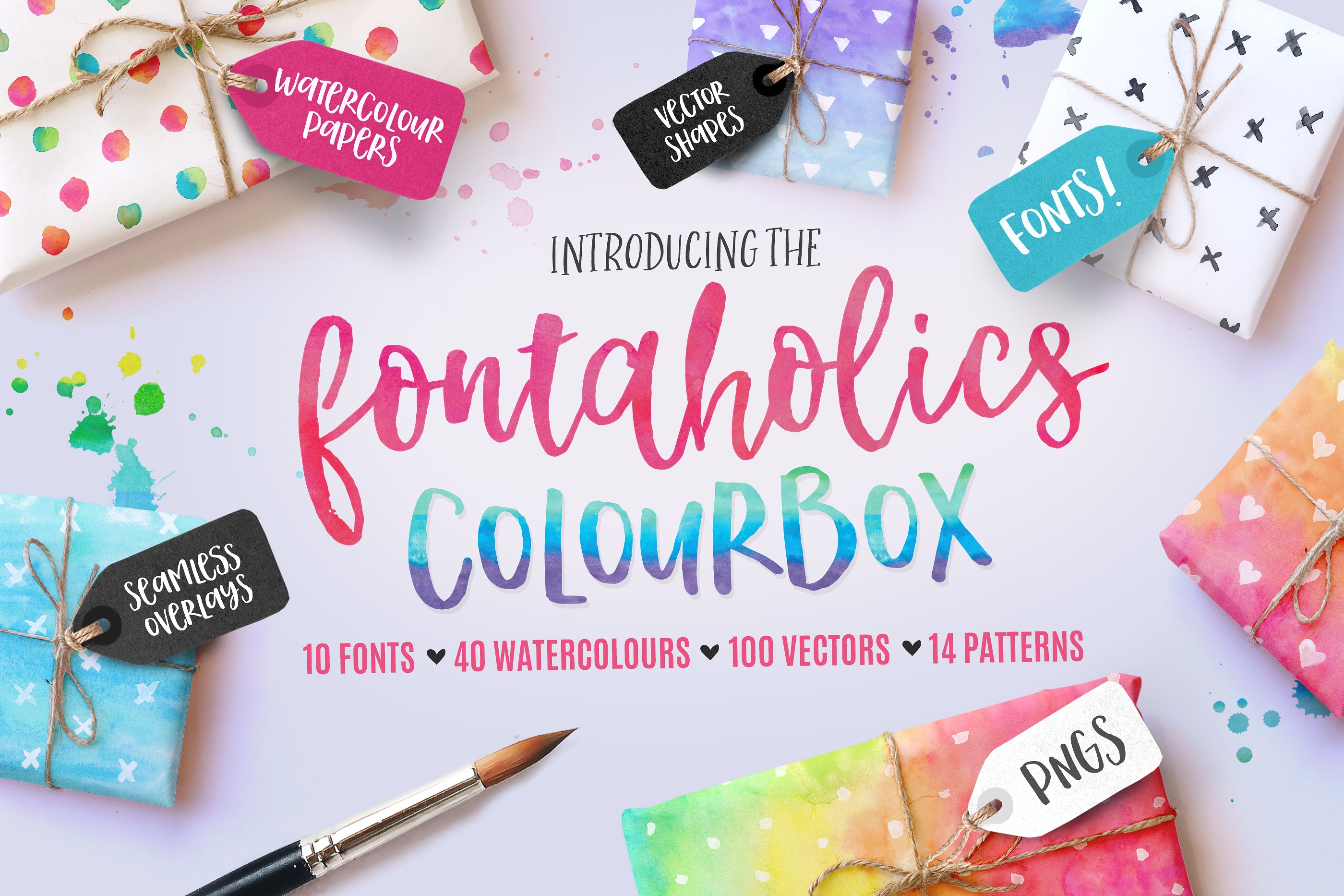 巨型高分辨率水彩图案集合 The Fontaholics Colourbox插图