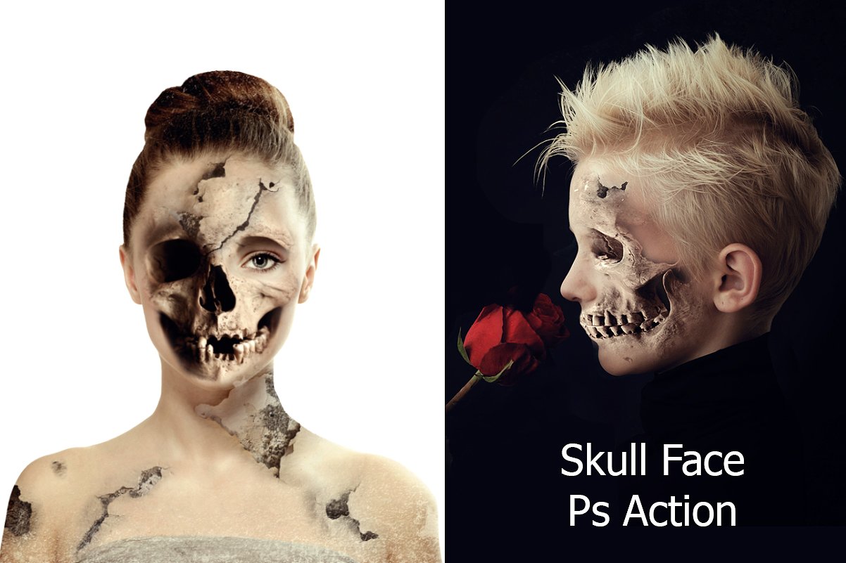 恐怖的骷髅脸Ps动作 Skull Face Ps Action插图