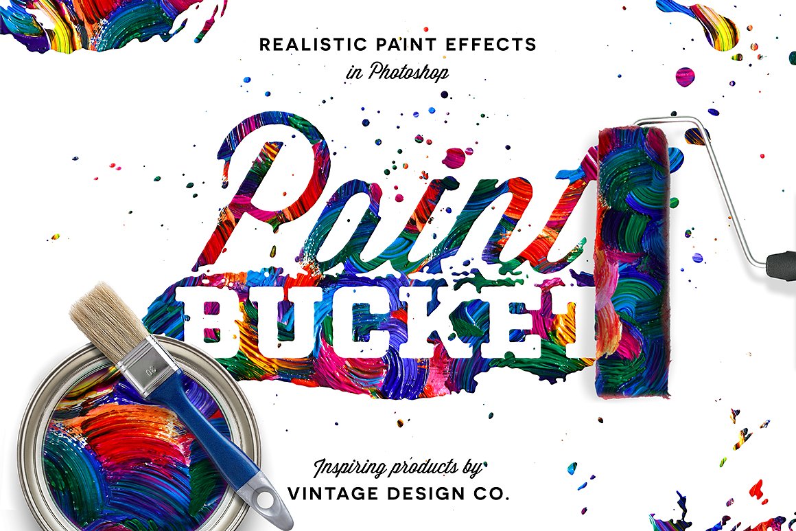 逼真的油漆涂料PS笔刷背景纹理 Paint Bucket for Photoshop Brush & Texture插图
