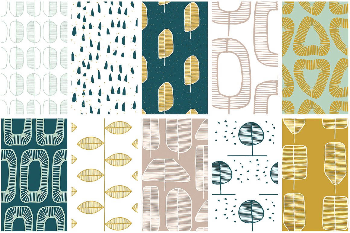 40个春季森林无缝矢量图案纹理 40 Spring Forest Seamless Patterns插图4