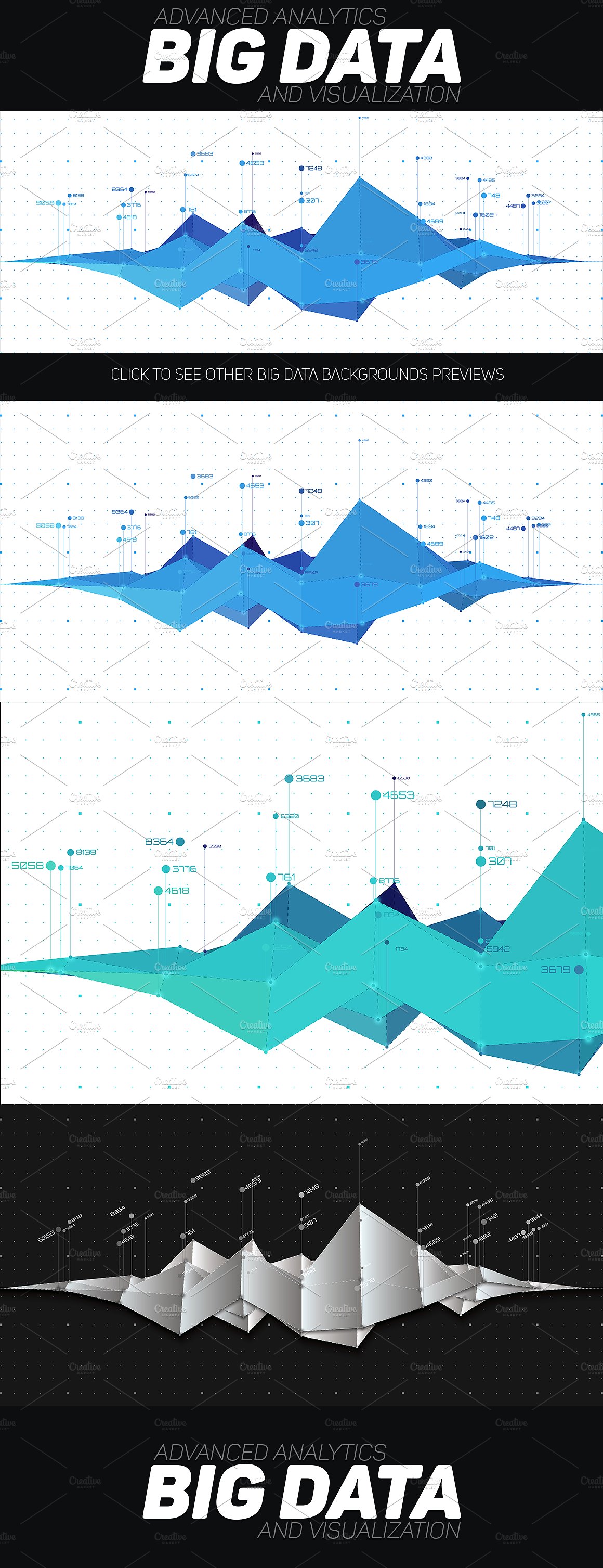 未来派的信息图表 Big Data Abstract Graphs Set插图3