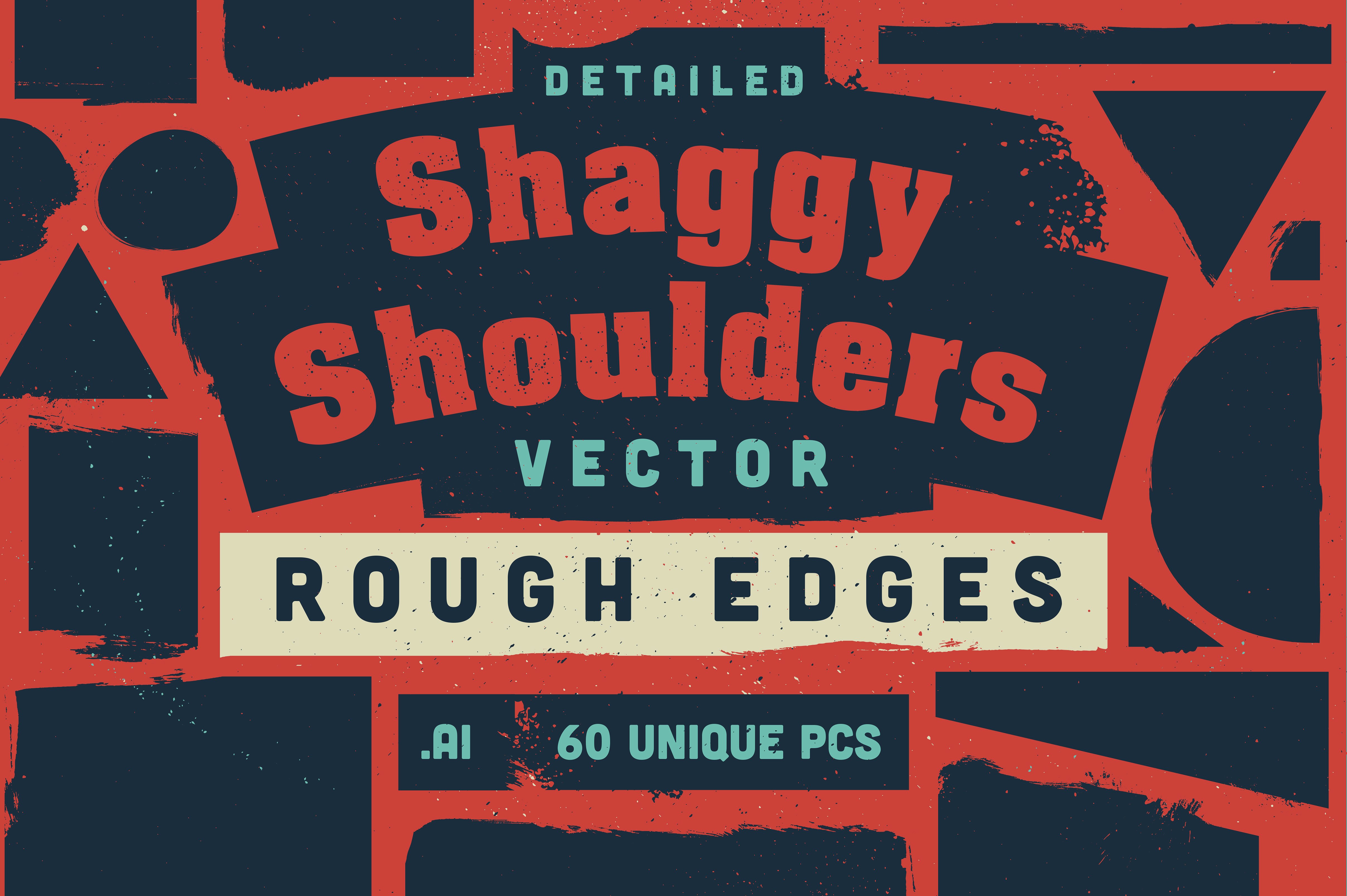 毛茸茸、粗糙的肩膀多形状矢量图案 Shaggy Shoulders Vector Shapes插图