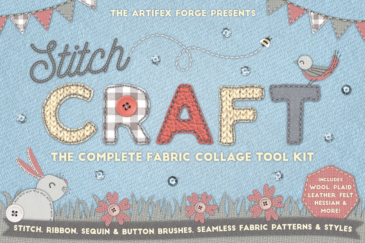 原创且功能多样的手工缝纫工艺套件 Stitch Craft – Brushes Styles & More插图