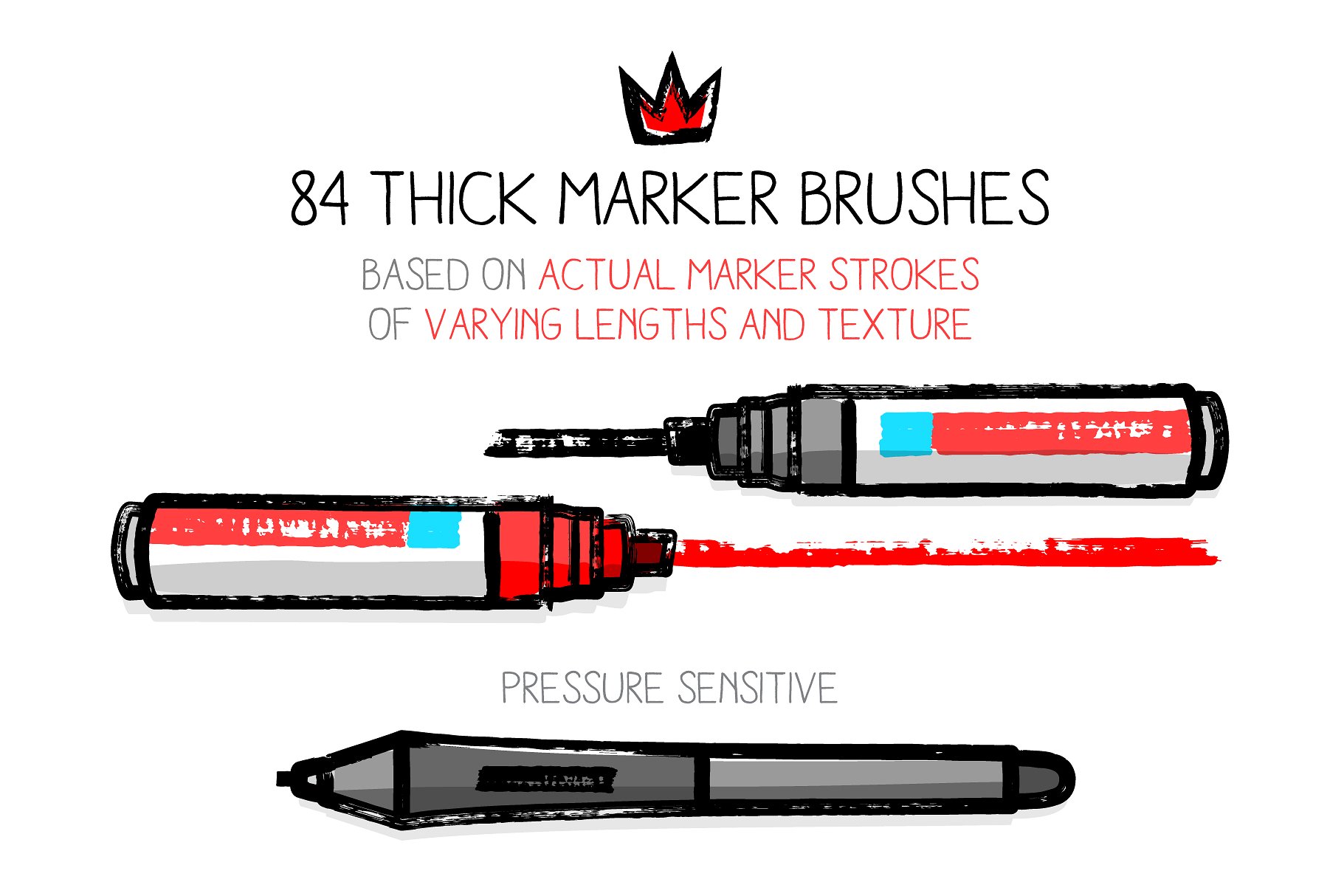 敏感、厚实和干燥的标记AI画笔 Thick And Dry Marker AI Brushes插图1