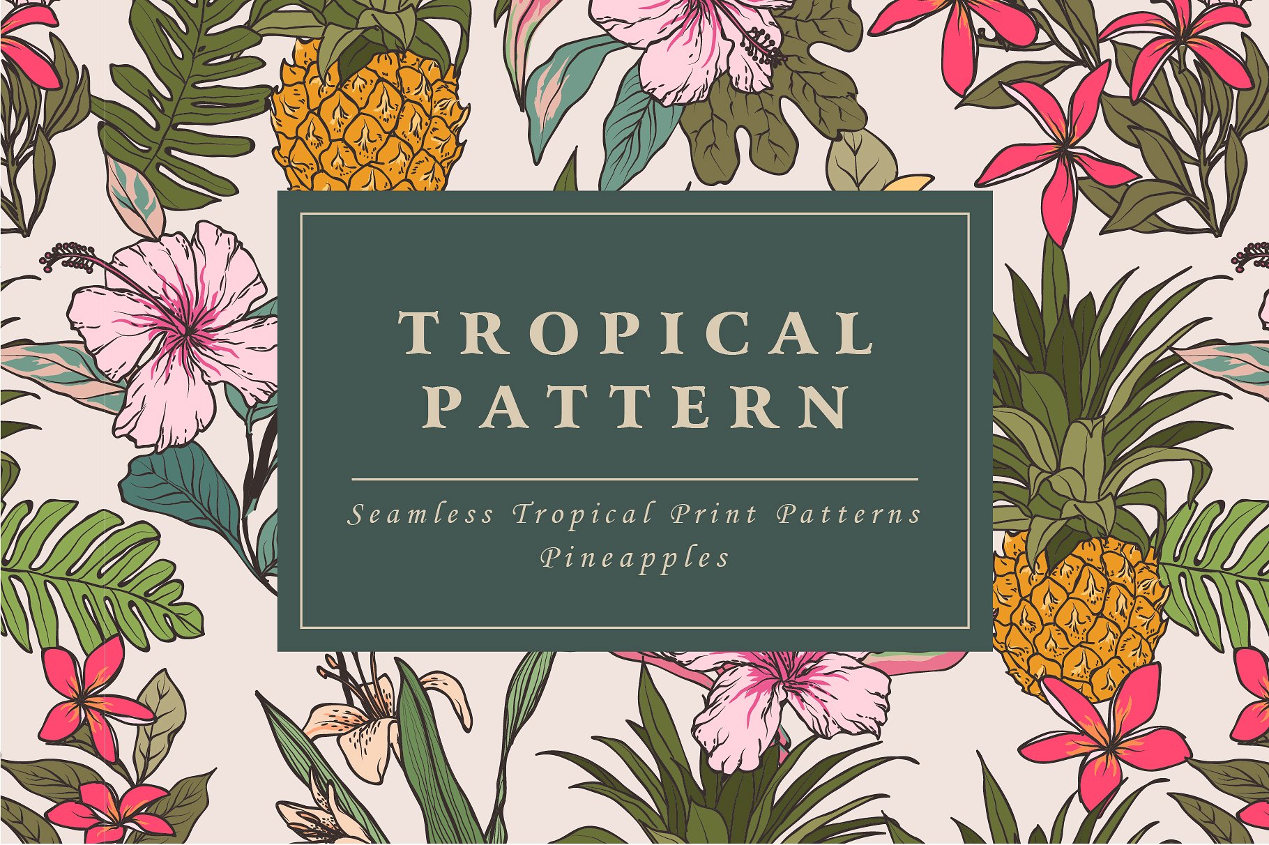 优雅的热带植物图案纹理 Tropical flower pattern插图5