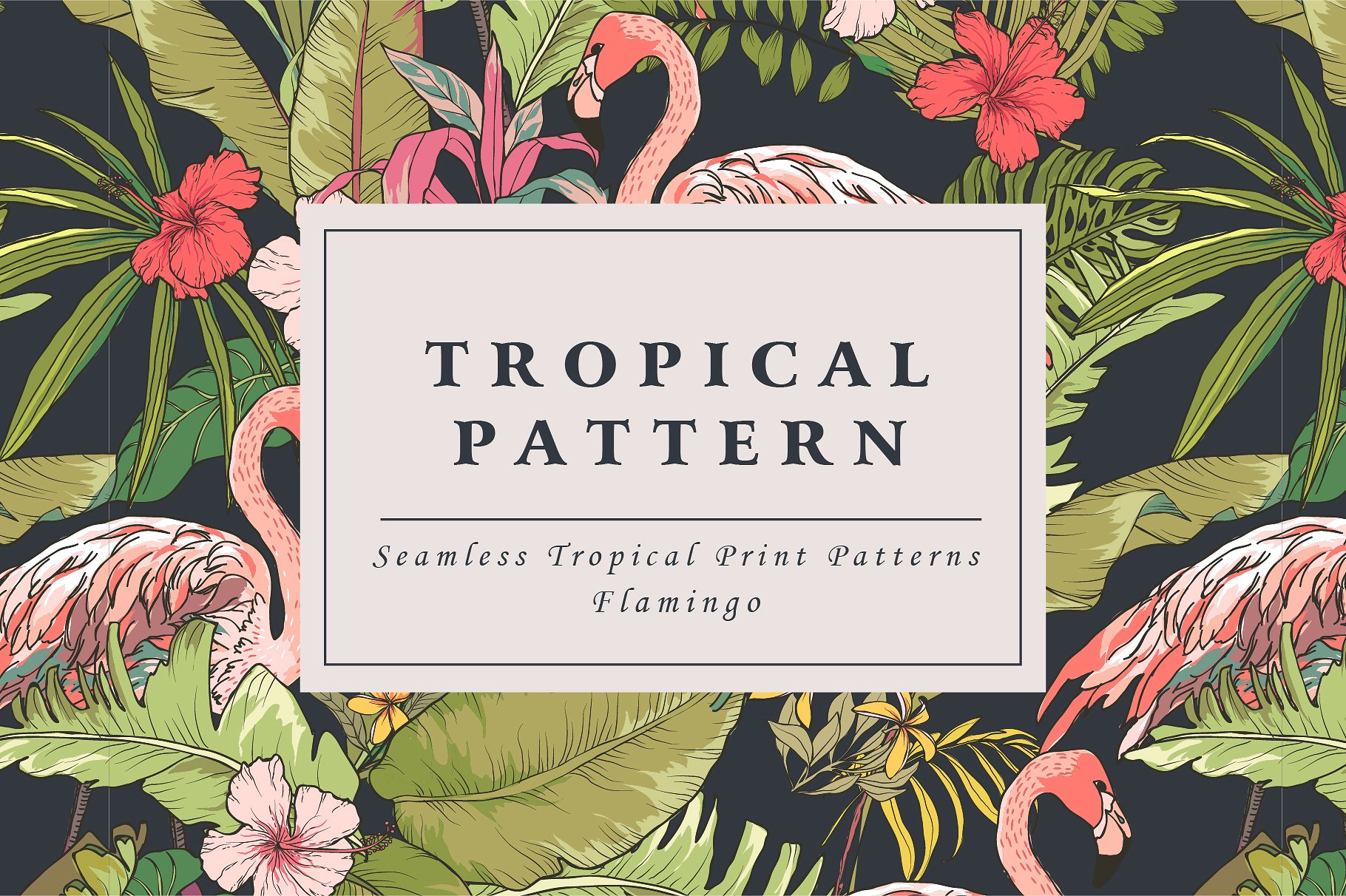 优雅的热带植物图案纹理 Tropical flower pattern插图4