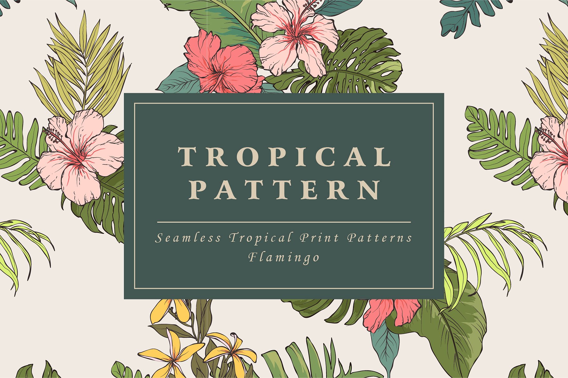 优雅的热带植物图案纹理 Tropical flower pattern插图2