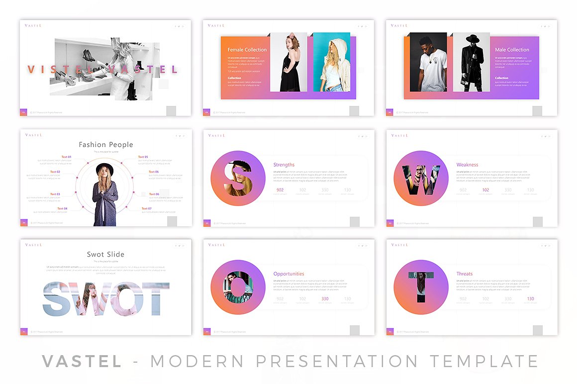 现代精美多功能的创意PPT模板 Vastel Modern Presentation插图4