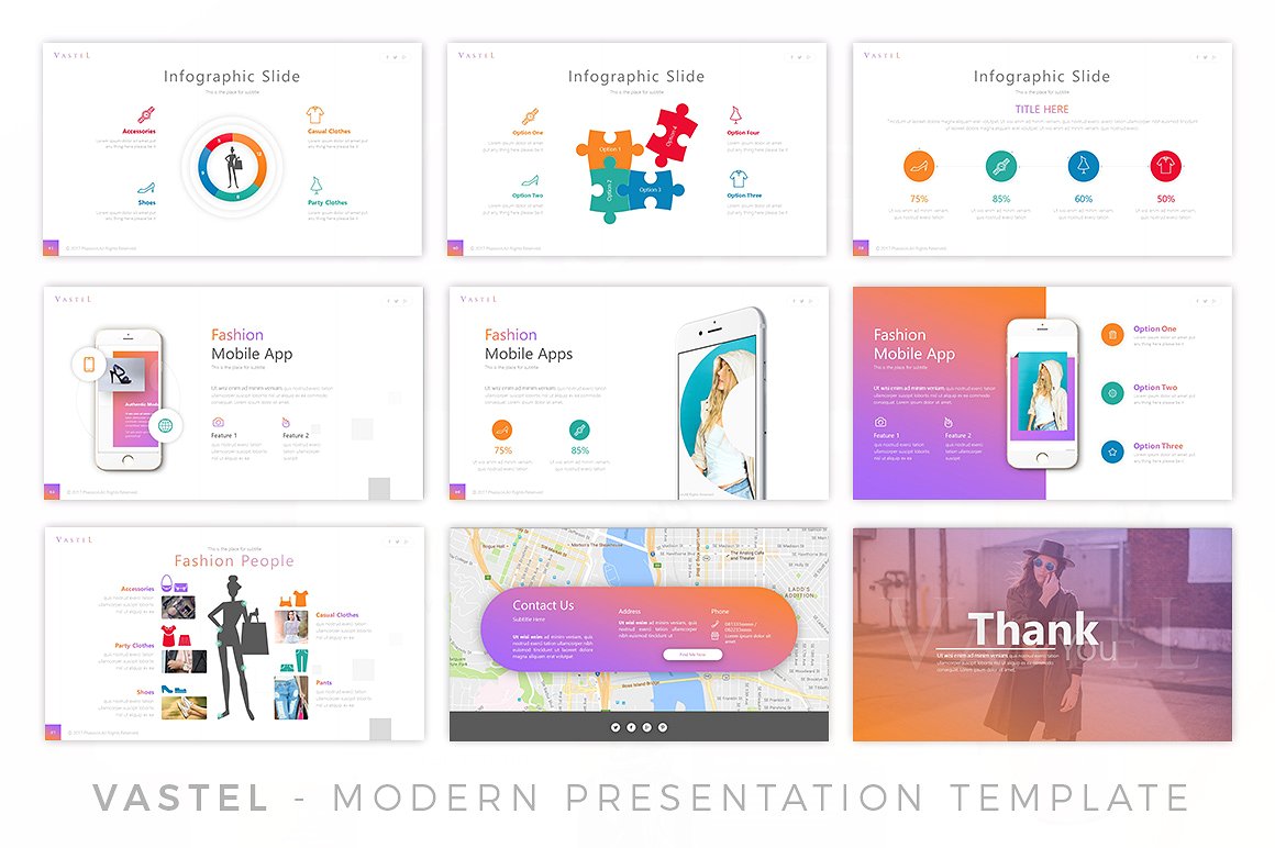 现代精美多功能的创意PPT模板 Vastel Modern Presentation插图5