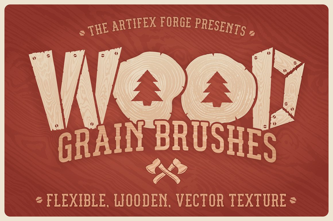 多用途真实木纹PS笔刷 Wood Grain Brushes插图