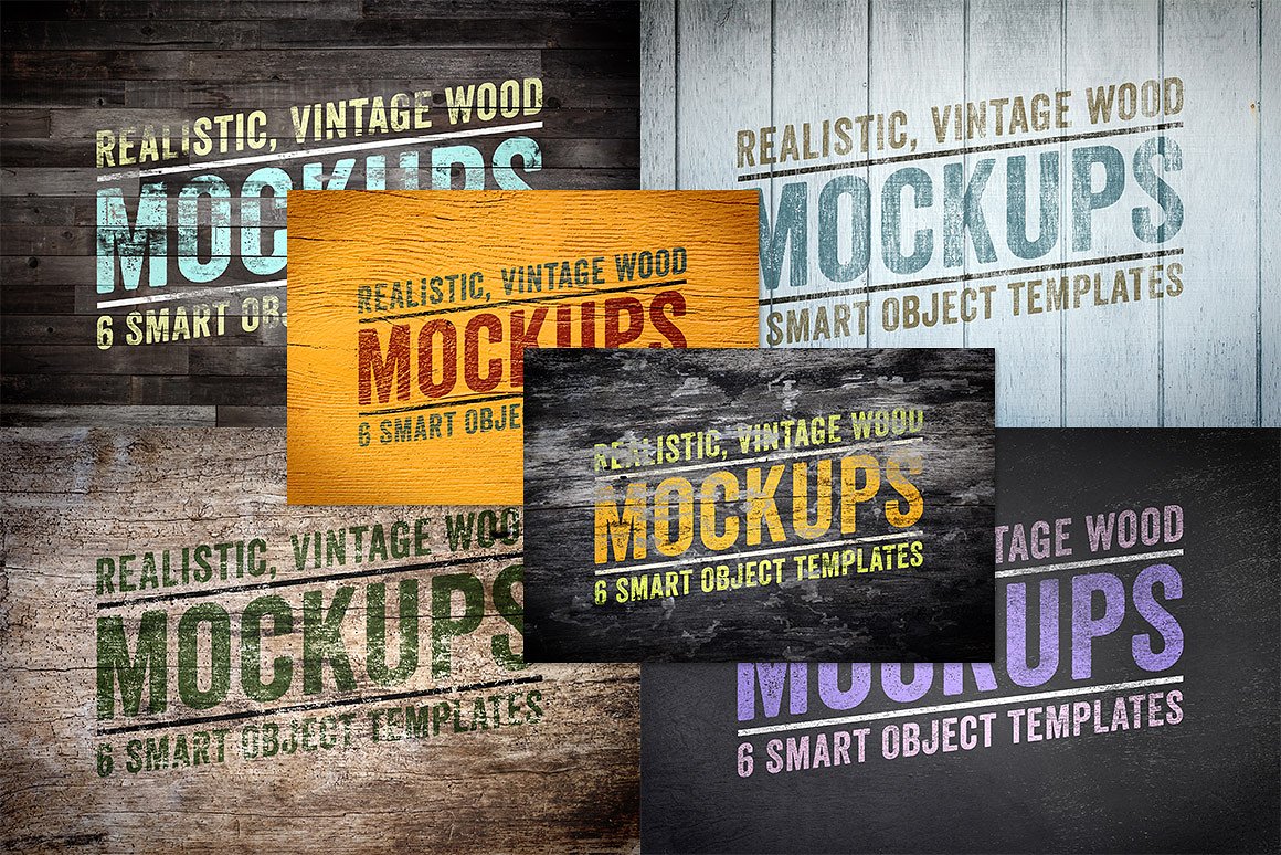 木质背景标志展示样机 Wood Logo Mockups Volume插图1