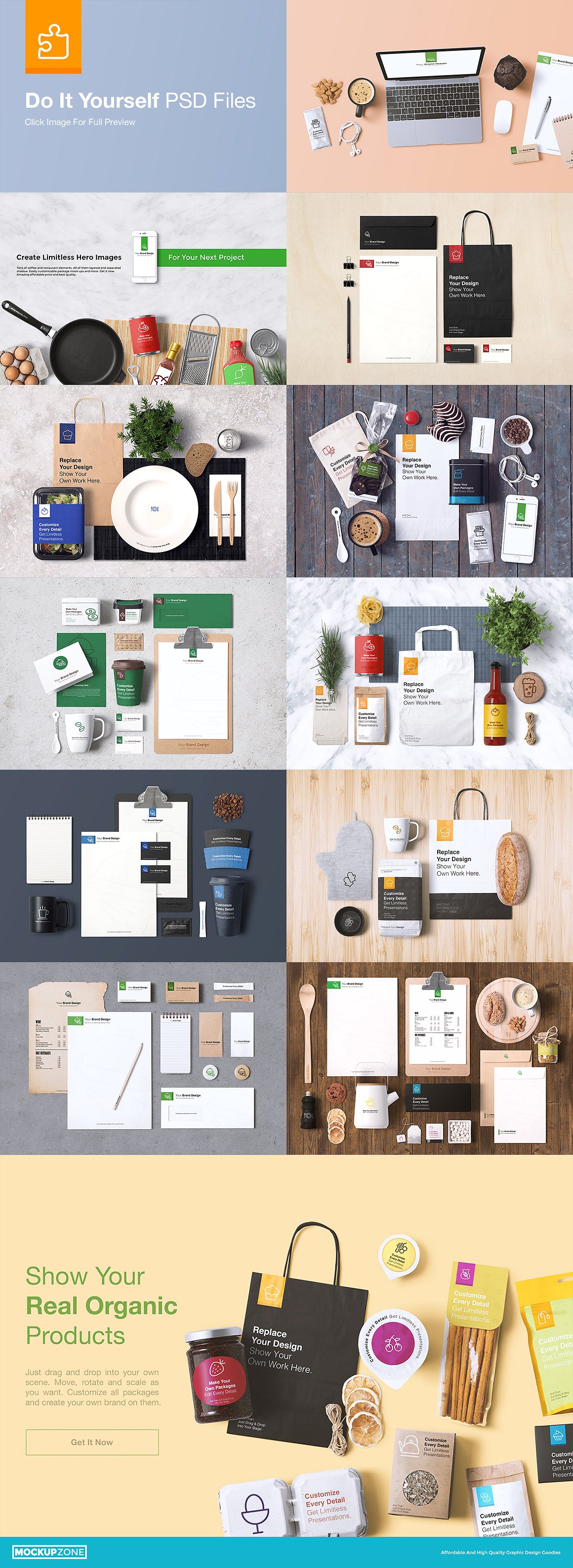 咖啡品牌与套餐展示样机 Coffee Branding & Packages Mockup插图2