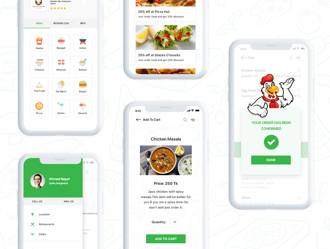 绿色外卖订餐APP UI工具包 Big Bite iOS UI Kit插图6
